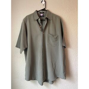 Nautica Short Sleeve Button Up Olive Green Resort Casual Shirt Men's